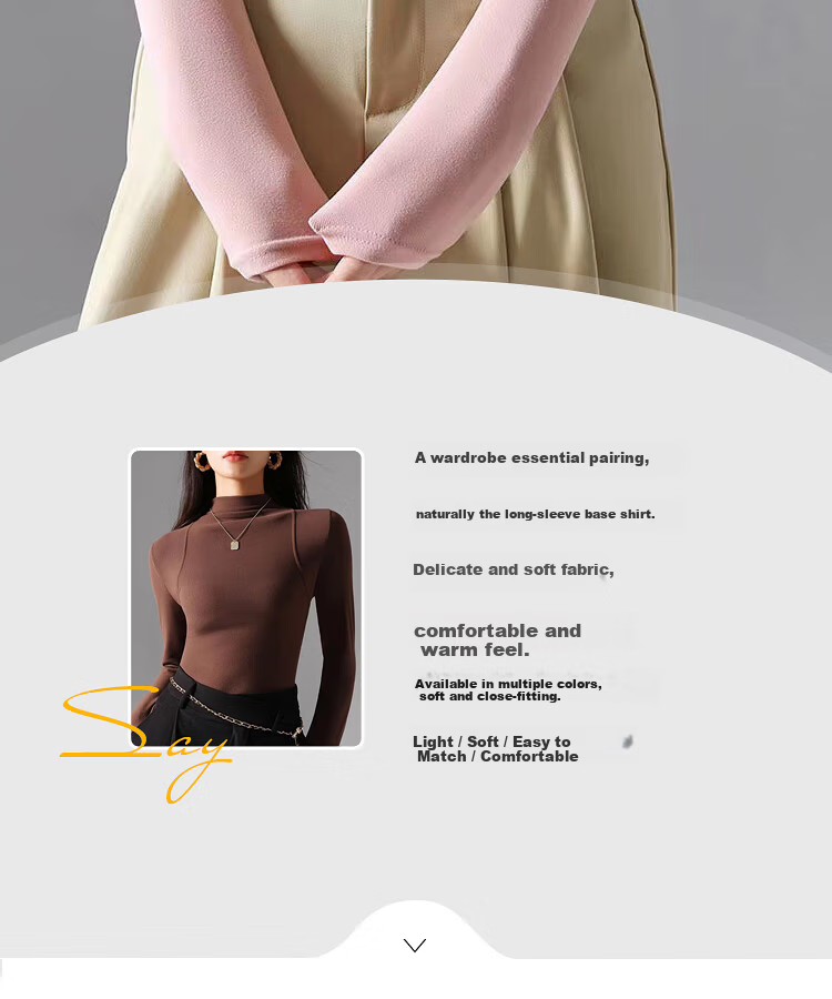 YUZHAOLIN Women's Slim Fit Half Turtleneck Fleece Lined Ribbed Base Layer Top White Autumn Winter 6