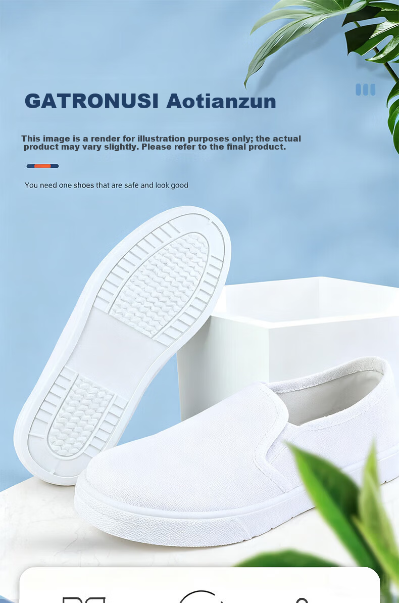 Andaton Anti-Static Dust-Free Work Shoes Canvas Cleanroom Soft Sole Thickened Mid-Top White PVC Shoes Size 42 1