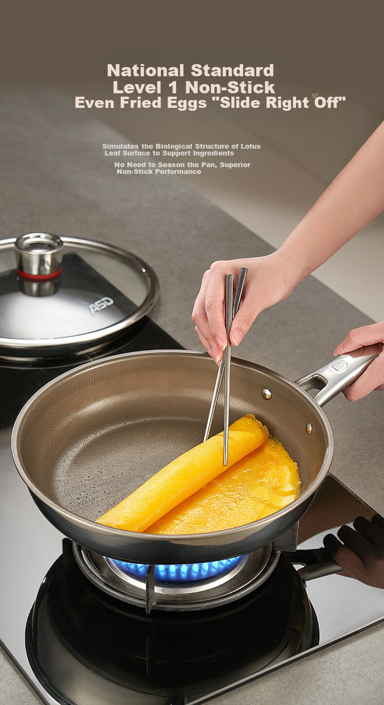 ASD 28cm Pure Titanium Non-Stick Frying Pan with Fluorine-Free Coating for Eggs, Steak, and Stir-Fry Compatible with Induction and Gas Stoves Z1 12