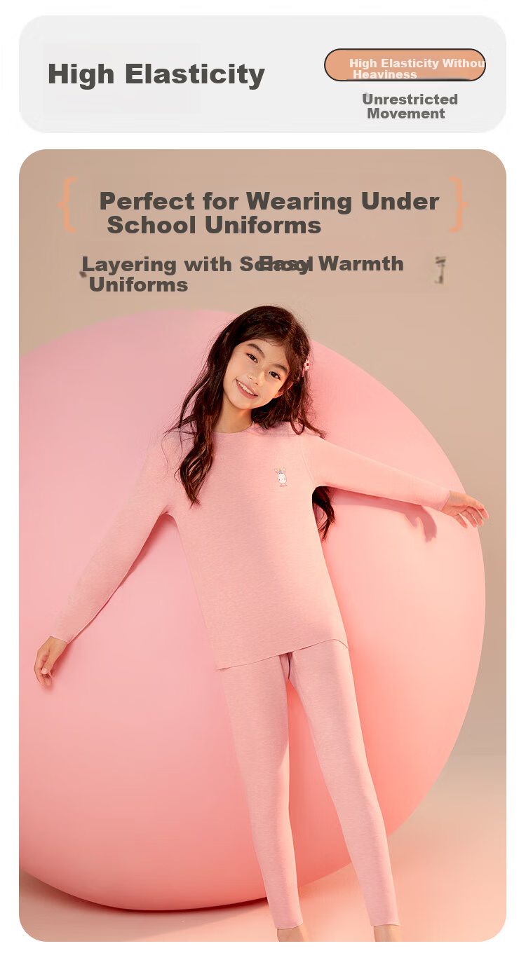 Hodohome Girls' Class A Double-Sided Fleece Dyed Seamless Wool and Silk School Uniform Thermal Underwear 218 Purple Size 150 3