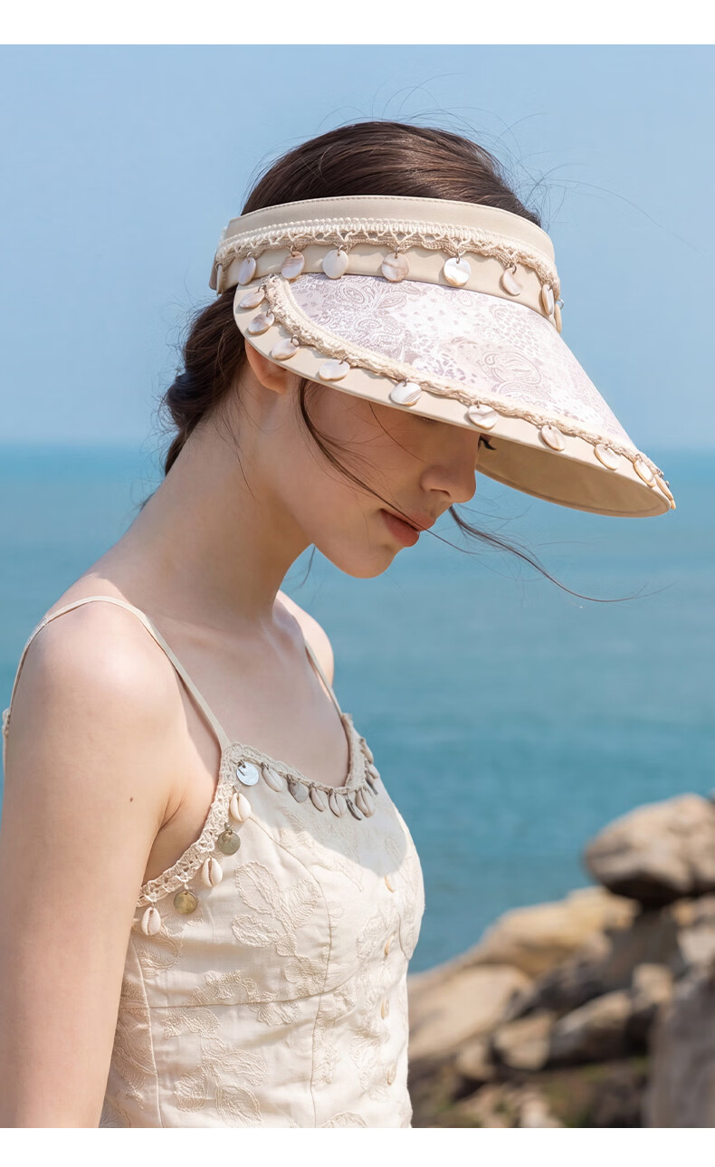 CACUSS Large Brim Sun Hat for Women Summer UV Protection Outdoor Open Top Vacation Sun Hat Floral Brown 10