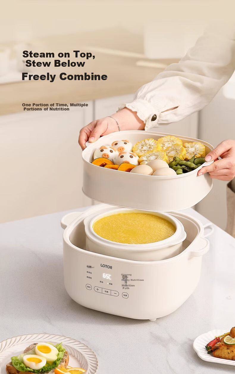 LOTOR Multifunctional Electric Stew Pot, Home Double Boiler, Small Capacity Soup Pot, Bird's Nest Stewing Cup, Soup Cooking Pot, Baby Porridge Cooking Tool 6
