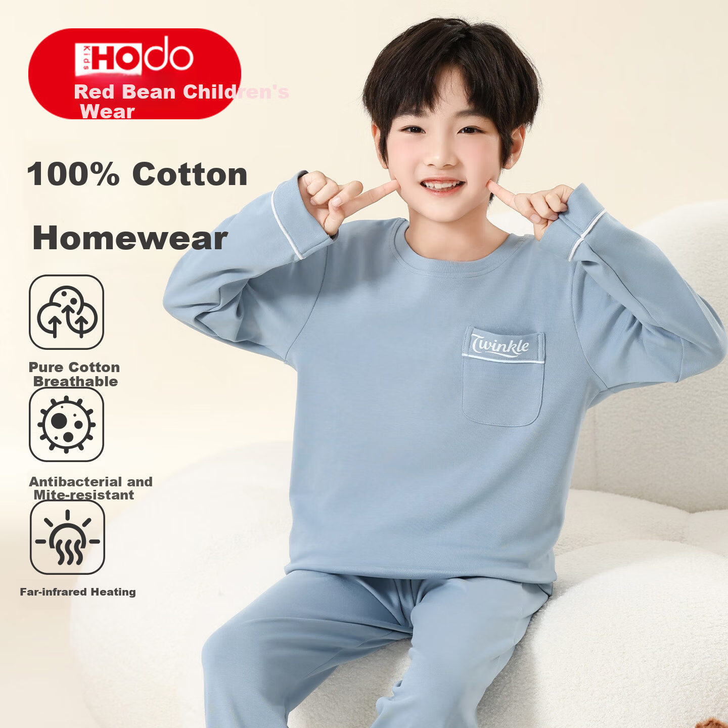 Hodo Kids 2025 New Boys' Pajamas Spring Summer Cotton Children's Homewear Set Pure Cotton for Boys and Older Children