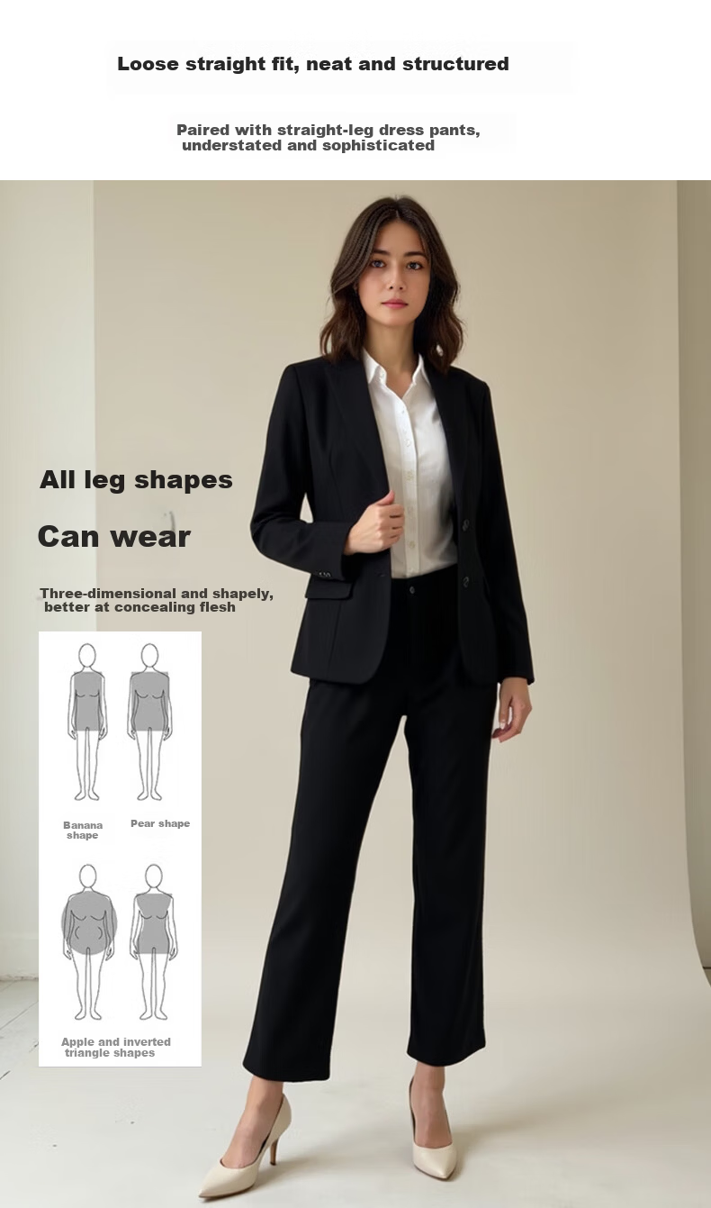 ROMON Women's Slim Fit Business Suit Jacket Professional Office OL Interview Work Commuter Blazer 4