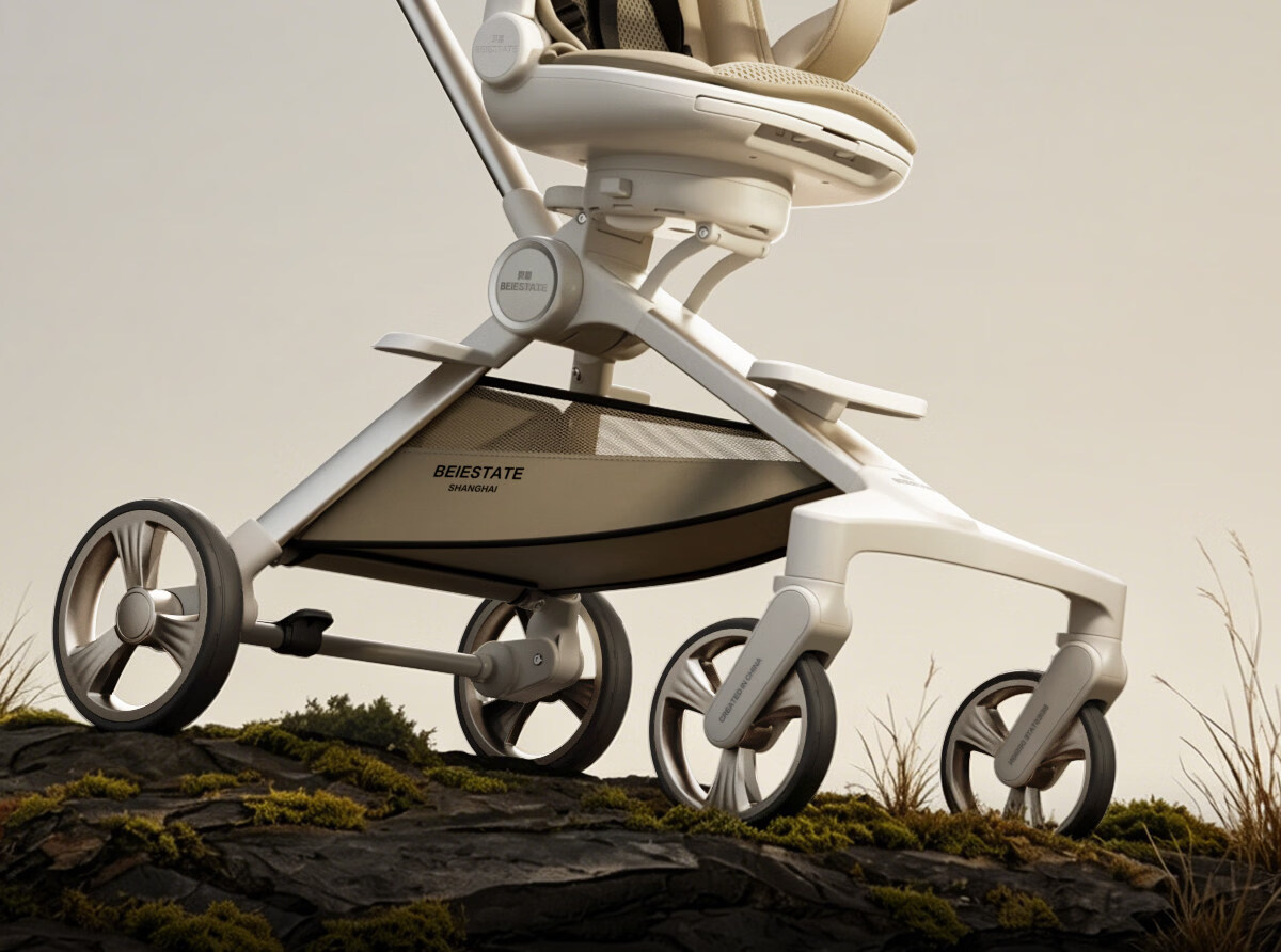 BEIESTATE Baby Stroller High Landscape Convertible Sit and Recline Children's Pushchair Khaki 14