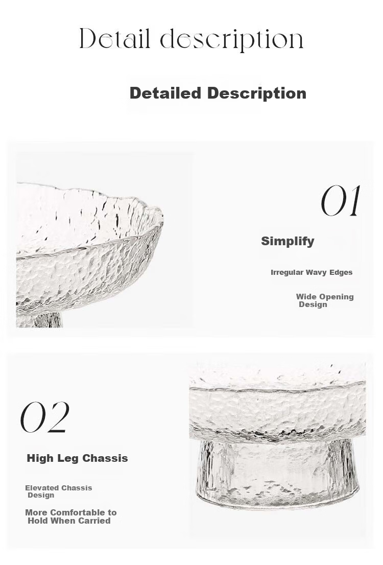 Edo Tall Glass Fruit Plate New Year Household Fruit Tray Dried Fruit Snack Storage Tray Living Room Snack Plate 20cm 8