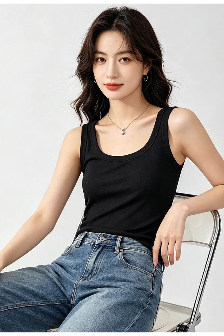 Miiow Women's Tencel Lyocell Slim Fit Adjustable Strap Tank Top Side Support High Elasticity Close-Fitting Base Layer Shirt 23