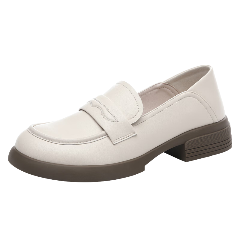 Red Dragonfly Women's Oxford Shoes British Style Leather Loafers Slip-On Shoes WJB348442 Off-White Size 37