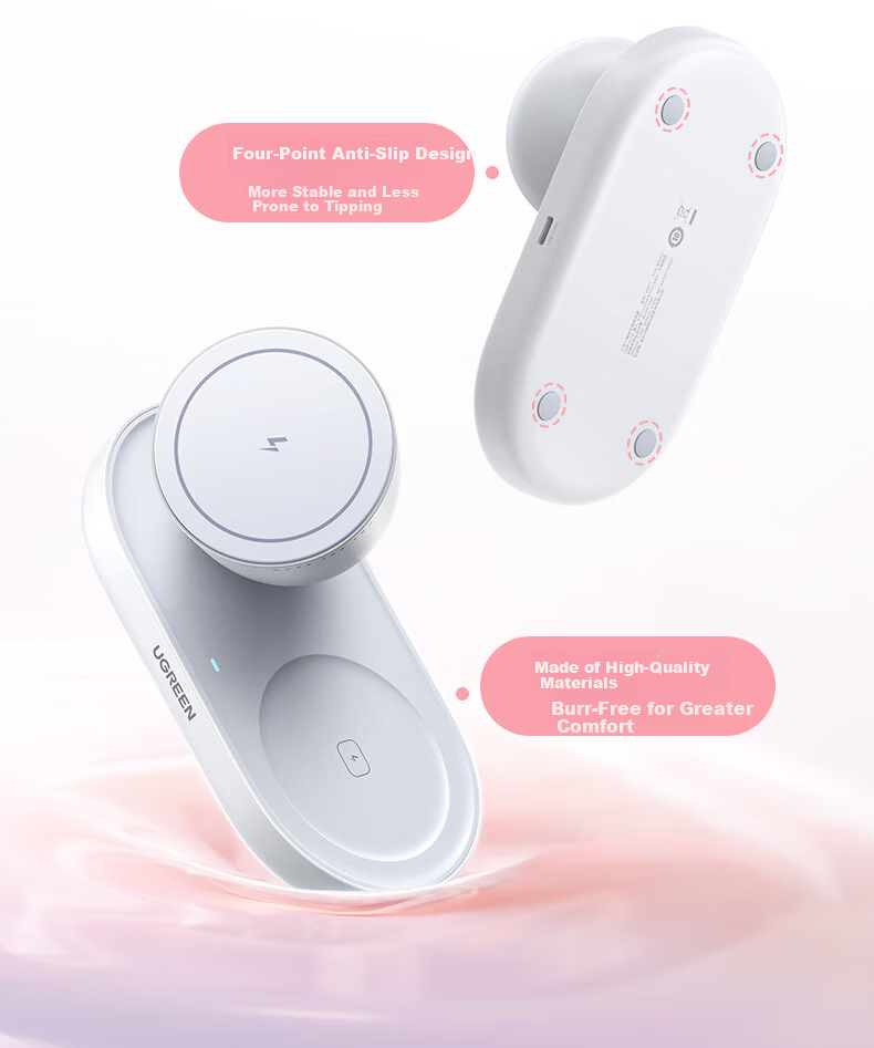 Ugreen 2-in-1 Magnetic Wireless Charger Stand MagSafe Compatible with Apple iPhone 17/16/15/14/13 Pro Max and 7.5W Wireless Earphones Charging 24