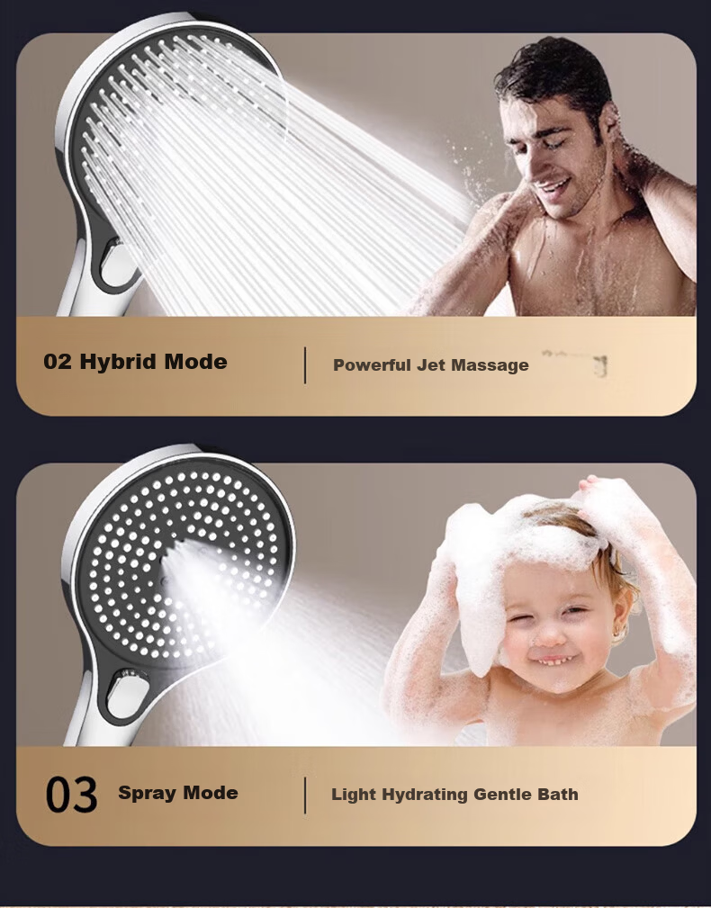 WUZORY Germany Pressurized Shower Head Handheld Bathroom Silver 127 13