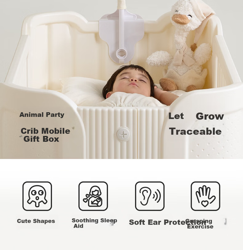 Babypods Newborn Crib Mobile Baby Gift Set Soothing Toy 0-6 Months Rotating Plush Doll First Birthday Present 2