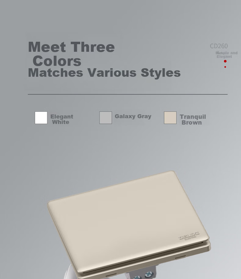 DELIXI 86-Type Ultra-Thin Glossy Large Panel CD260 White Five-Hole Socket with USB and Type-C 13