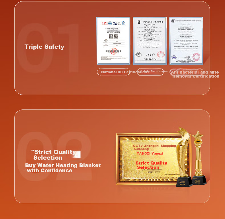 Yangzi High-Temperature Power-Off Safety Single-Person Water Heating Blanket Water Circulation Electric Heating Blanket 0.7*1.5m 6