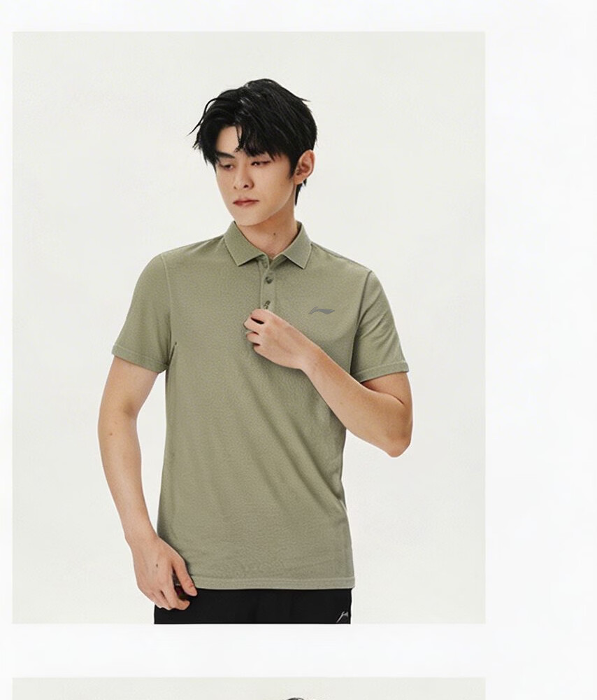 LI-NING Men's Polo Shirt Short Sleeve 2026 Summer New Cotton Breathable High-End Men's T-Shirt Sportswear 32