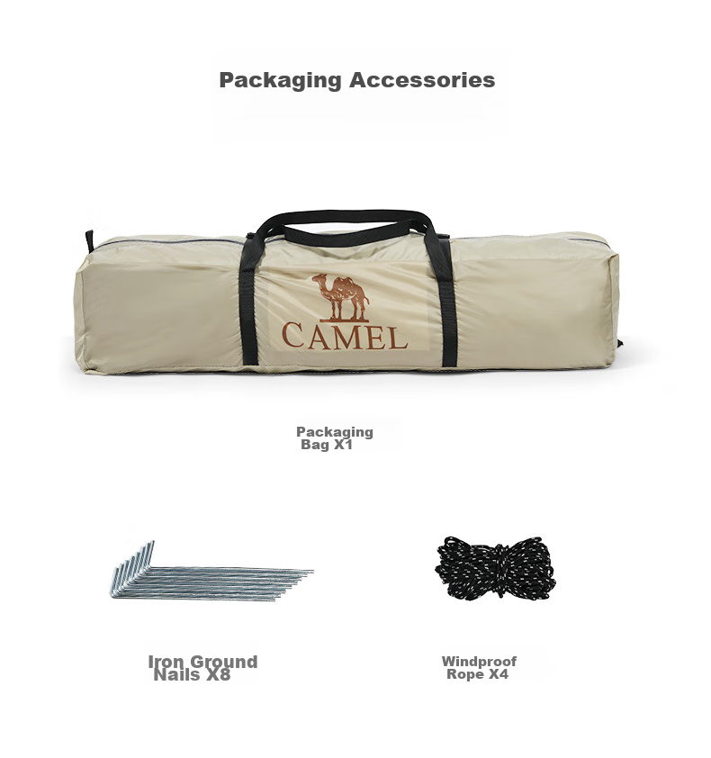 CAMEL Outdoor Tent, Portable Silver-Coated, Automatic Quick-Open, Sun Protection, Rain Protection, Camping Equipment, A1S3NA111-2, Sand Gold 13