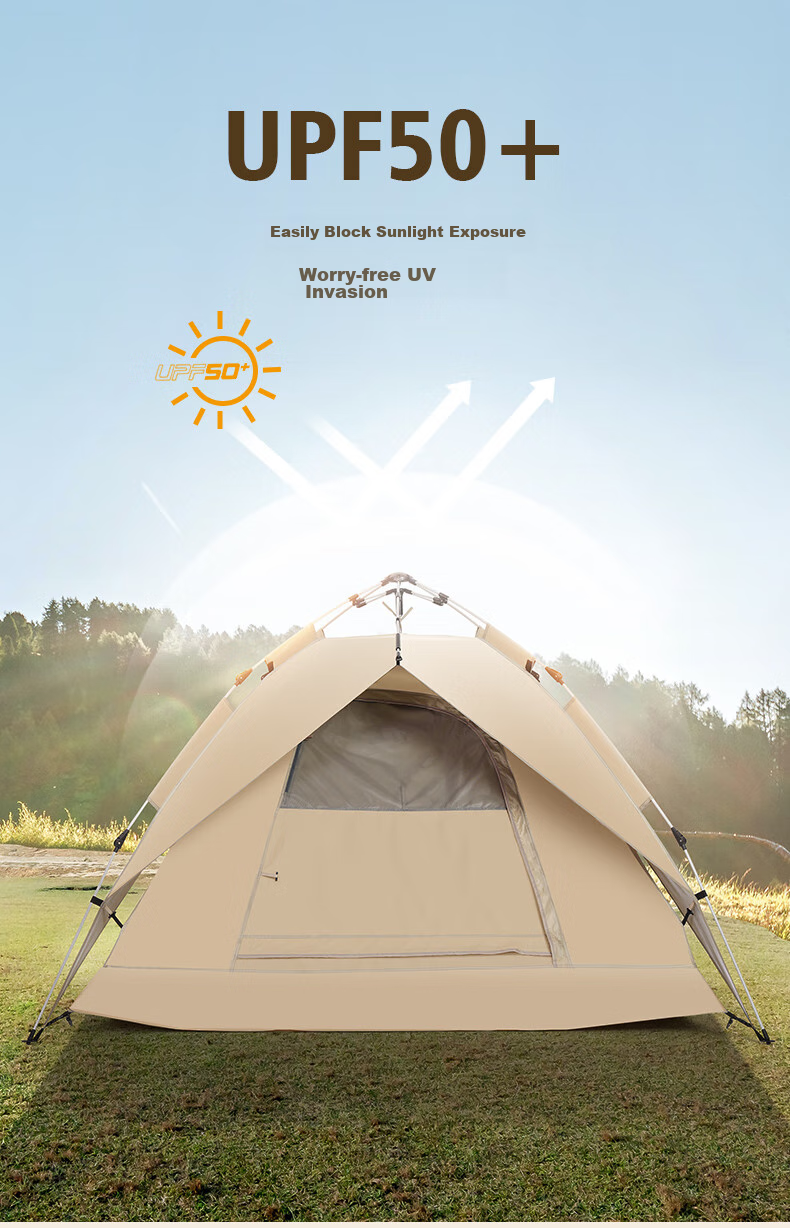CAMEL Outdoor Tent, Portable Silver-Coated, Automatic Quick-Open, Sun Protection, Rain Protection, Camping Equipment, A1S3NA111-2, Sand Gold 7