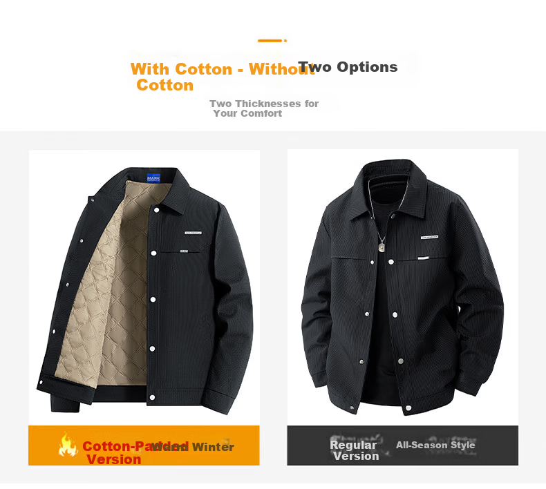 FAIRWHALE Men's Autumn Winter Padded Jacket 2025 Business Trendy Brand Turn-down Collar Autumn Coat 3XL Gray Padded Version 2