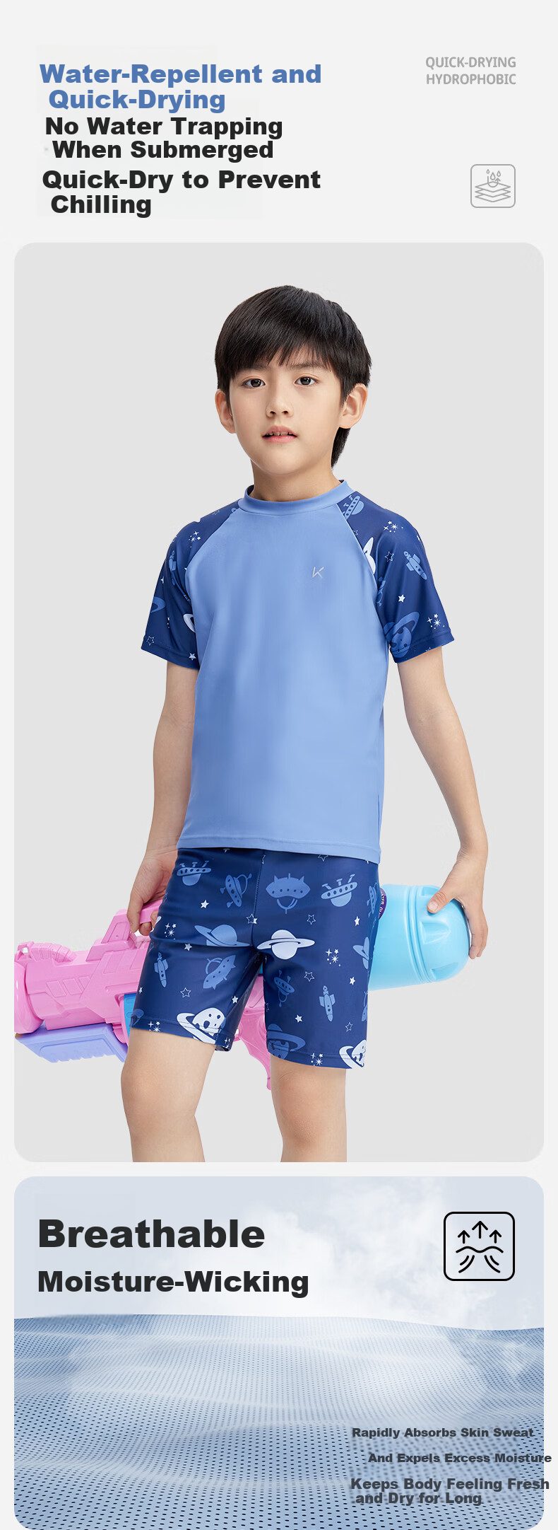 Keep Kids Boys New Split Student Youth Swimwear Set Dark Blue 150 6
