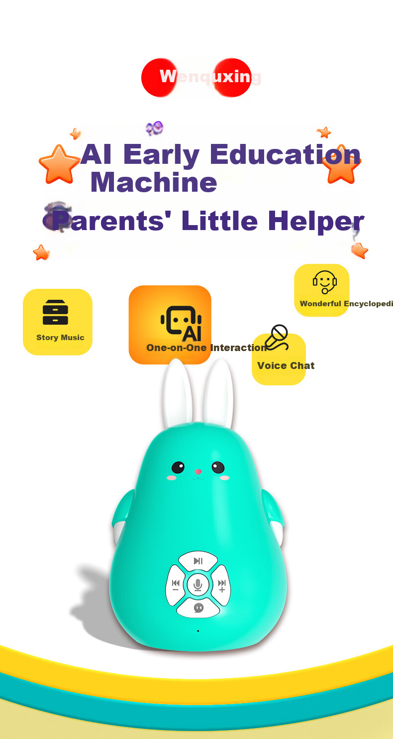 Wenquxing Story Machine AI Early Education Smart Rabbit Birthday Gift 0-6 Years Enlightenment Large Model Nursery Rhymes Stories Songs Wonderful Encyclopedia Smurfs Z2D 1