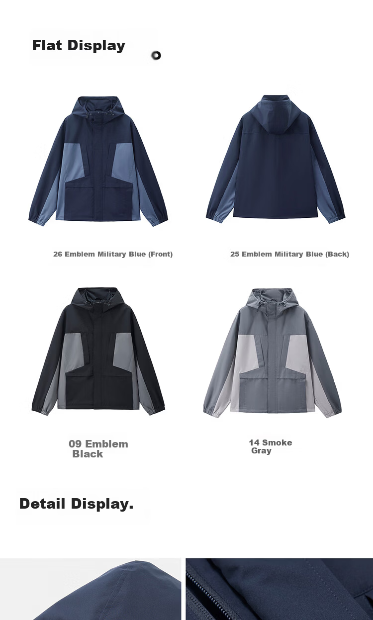 Giordano Men's Spring Windproof Jacket New Water-Repellent Color-Block Multi-Pocket Loose Hooded Coat 01075082 18