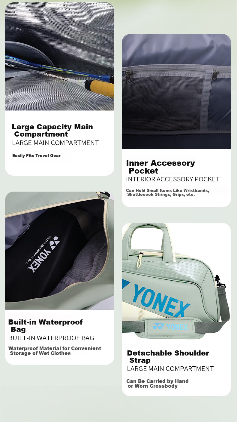 YONEX Badminton Bag Fashionable Multifunctional Large Capacity Children's Youth Backpack BA351CR Lime Yellow 5
