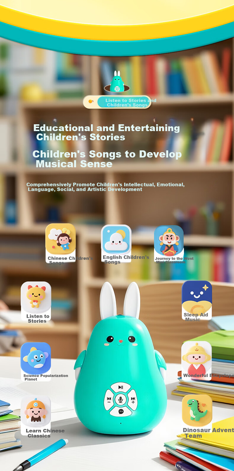 Wenquxing Story Machine AI Early Education Smart Rabbit Birthday Gift 0-6 Years Enlightenment Large Model Nursery Rhymes Stories Songs Wonderful Encyclopedia Smurfs Z2D 7