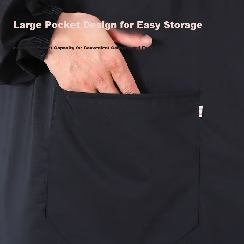 Anxiaoxia Long Sleeve Waterproof, Oil-Resistant, Acid and Alkali Resistant Apron with Pockets for Kitchen, Restaurant, Canteen - Black 4