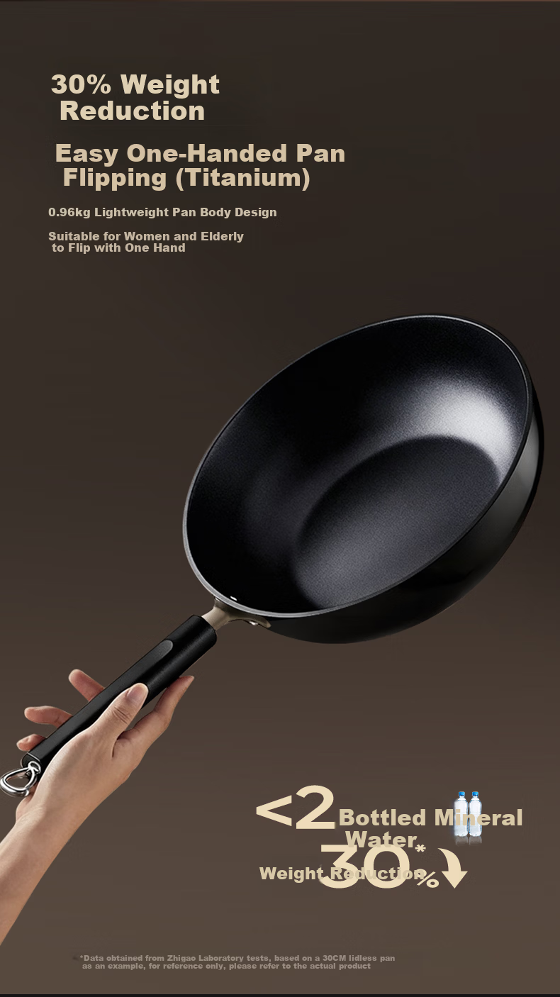 Royalstar Ceramic Non-Stick Stir-Fry Pan Lightweight Titanium Cooking Wok Low Oil Smoke Compatible with Induction and Gas Stoves 30CM 12