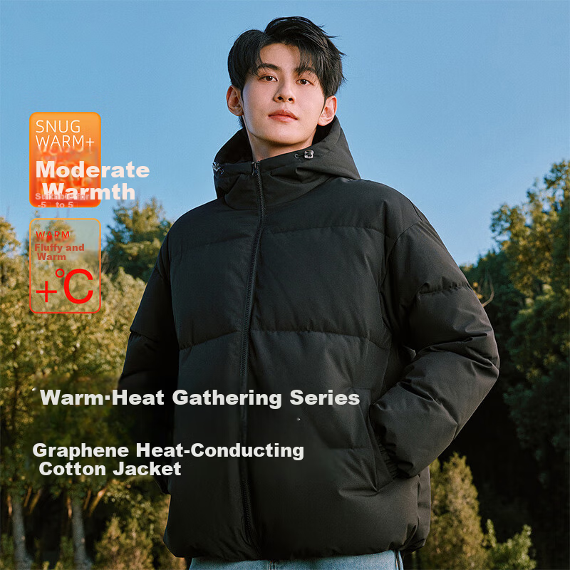 Baleno Men's Winter Cotton Jacket Graphene Cold-Resistant Warm Windproof Solid Color Casual Outerwear