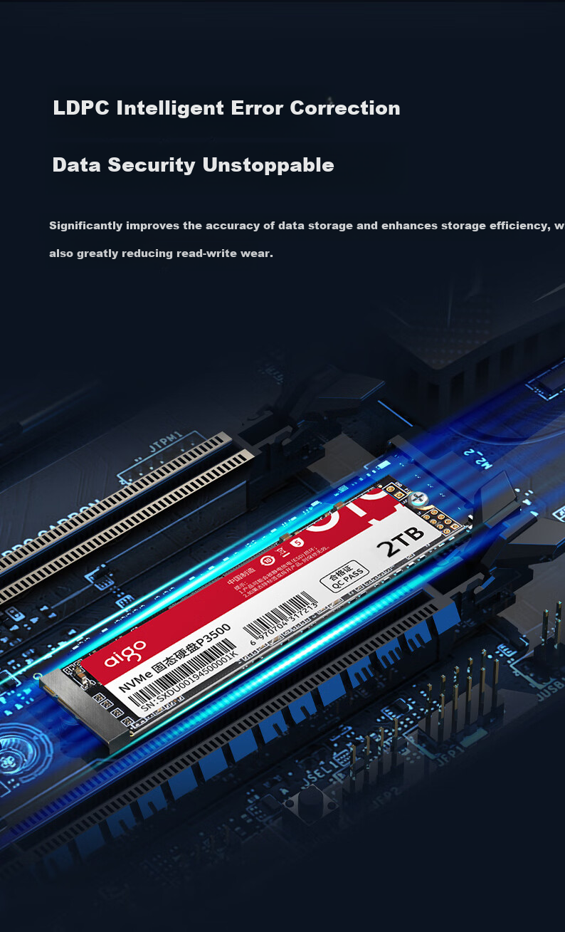 Aigo 256GB SSD Solid State Drive M.2 NVMe PCIe 3.0 TLC Desktop Laptop P3500 3500MB/s Read Speed 6