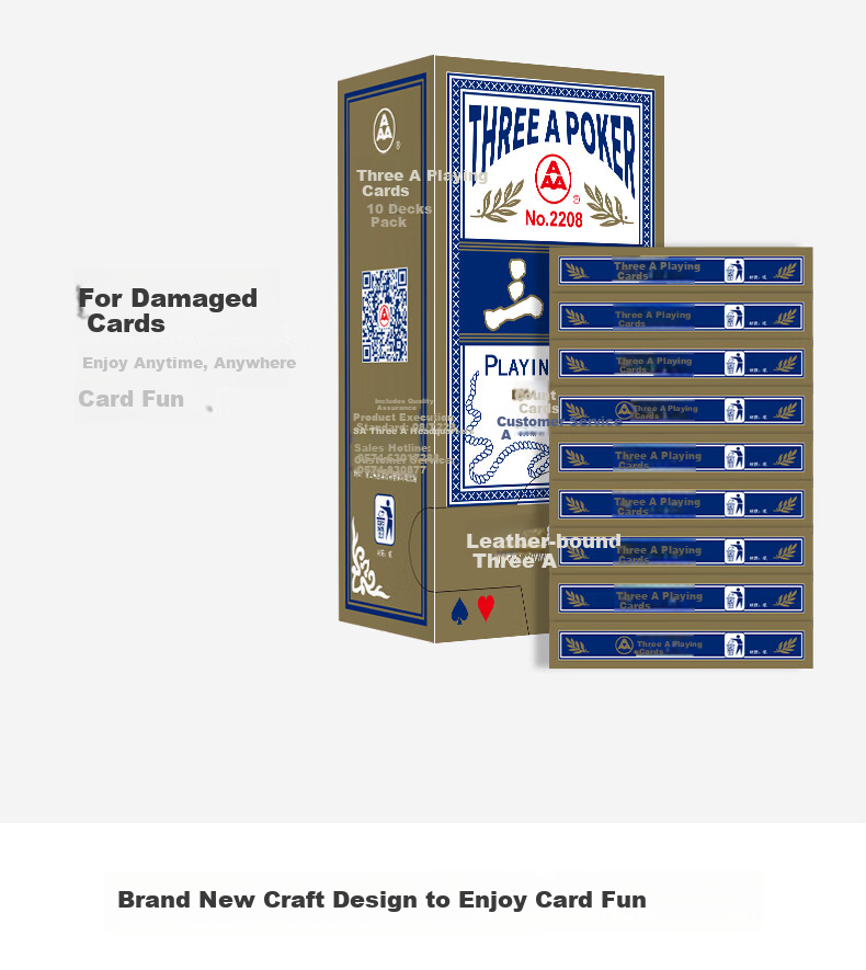 AAA Guandan Playing Cards AAA Game Entertainment Cards Blue Core Paper Cloth Texture Wide Cards 2208 Blue 10-Pack 3