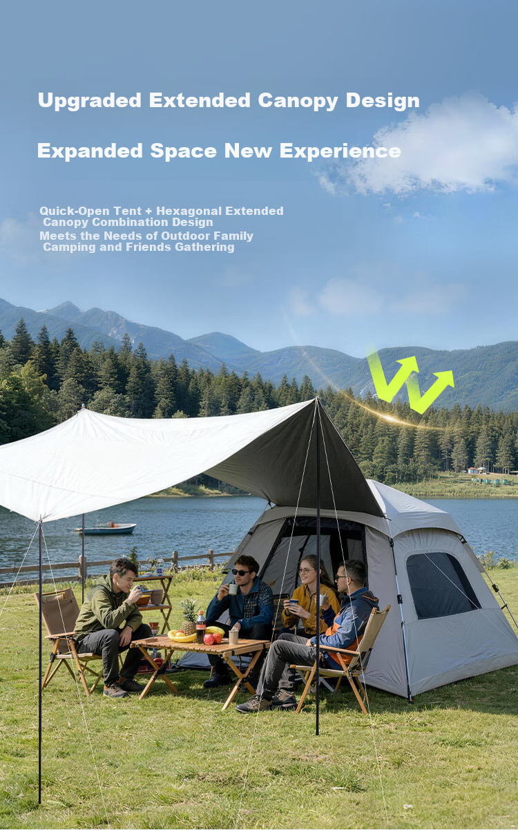 JD Jingzao Durable Wind-Resistant Carbon Fiber Tent and Canopy 2-in-1 Blackout Sunshade for 4-10 People Outdoor Camping Gear 10