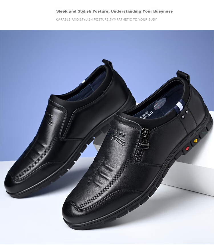 SPIDER KING Men's Korean Style Casual Leather Shoes, Trendy Fashion Lace-up Cowhide Soft Sole, Black, Size 37 20