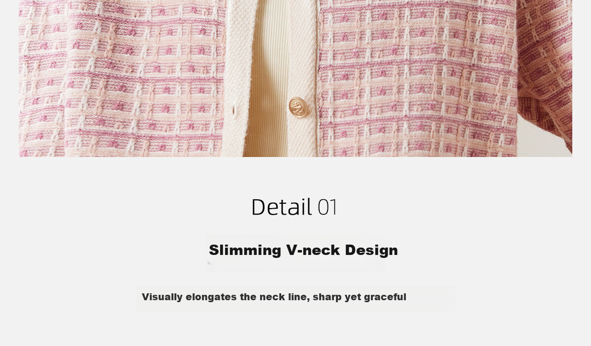 PinCai Women's Loose Plaid Jacquard Knit Cardigan Elegant Youthful Knit Jacket P143Z1001 7