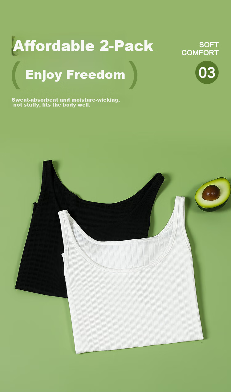 Hodo Women's 2-Pack Solid Color Slim Fit Large U-Neck Tank Tops, Suitable for Layering or Outerwear, Size 165/90 4