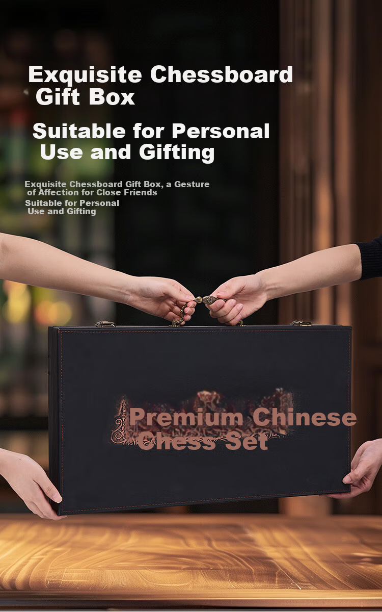 JD Original Chuan Shi Series Ebony Solid Wood Chess Set, Extra Large Size, Imported Ebony Chinese Chess, Gift Box Packaging 8