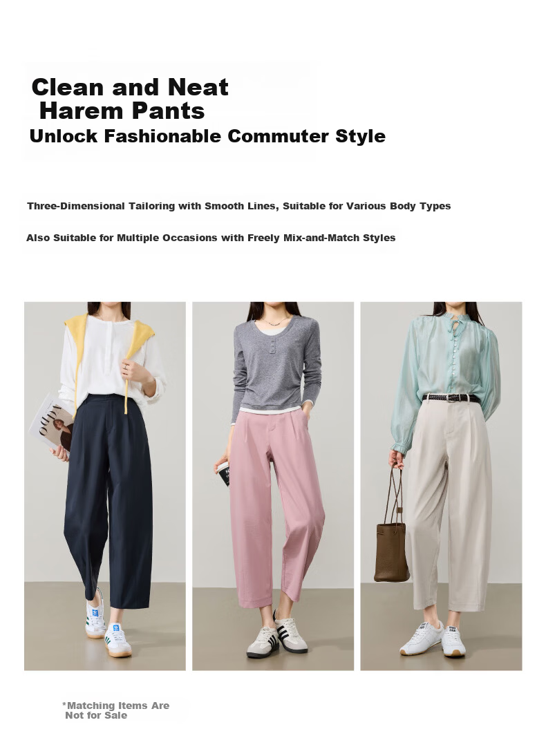 ESE-Y Women's Cropped Sickle Pants 2026 Spring Autumn Slim Fit Petite Harem Casual Pants Beige 29 14