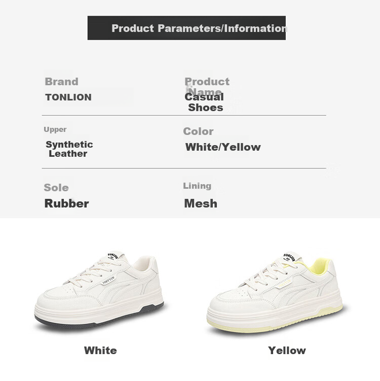 TonLion Women's Shoes 2026 Spring Summer Student White Casual Sneakers Versatile Sports Trendy Shoes White Size 37 2