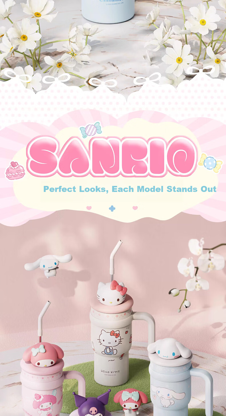 MINISO Sanrio Hello Kitty Insulated Tumbler with Plush Doll, Large Capacity 700ml Travel Mug for Home and Office 14
