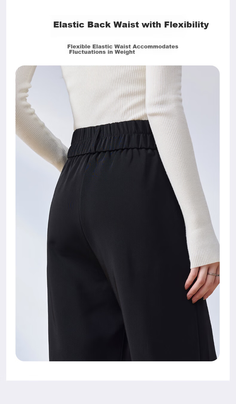 LangSha Wide-Leg Pants for Women, Spring And Autumn High-Waisted Draping Straight-Leg Elegant Slimming Black Trousers 9