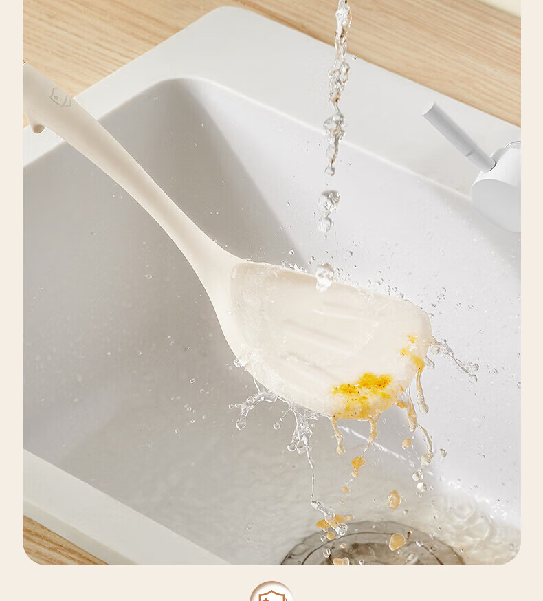 SUPOR Flexible Wood Handle Silicone Soup Strainer Spoon Non-Stick Pot High Temperature Resistant Silicone Soup Strainer White KT03AR10 25