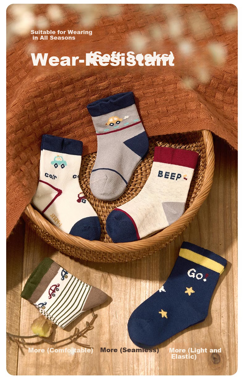 Niduoxiong Kids Socks Spring and Autumn Breathable Cotton Socks Boys Cute Seamless Baby Socks Loose Top Infant Socks WZ-203 1