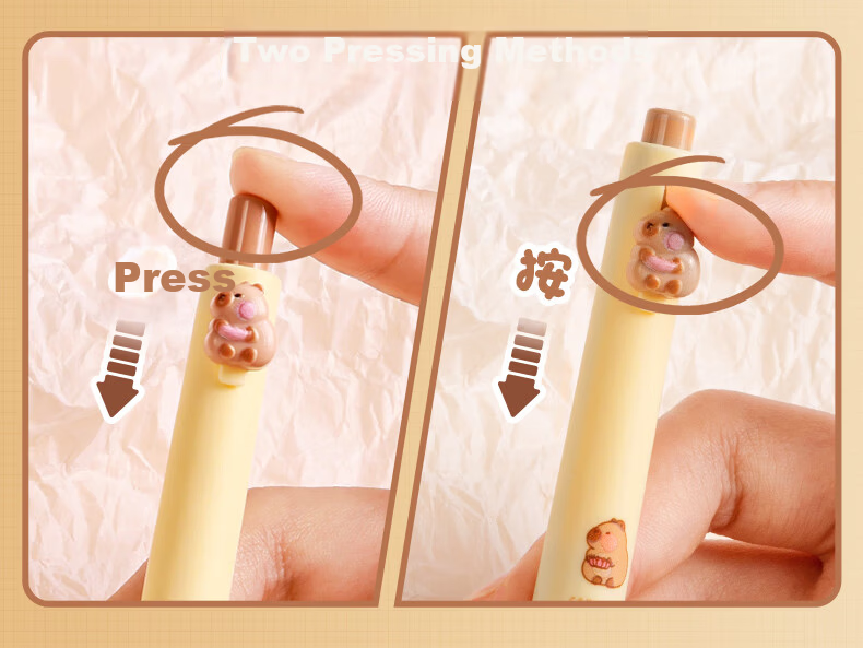 Kaba Bear Retractable Gel Pen 4-Pack ST Smooth 0.5mm Cute 3D Cartoon Quick-Dry Ink Gradient Clip Case Confident Design 4
