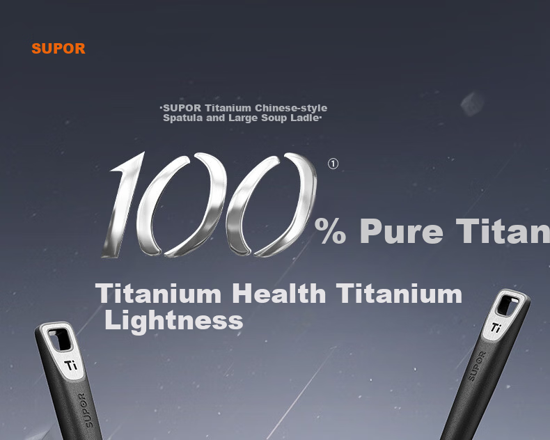 SUPOR 100% Pure Titanium Food Grade Large Soup Ladle Long Handle Thickened Hot Pot Spoon KLB40AX10 1