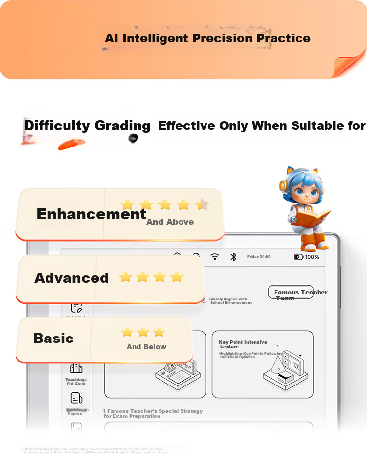 Zuoyebang AI Learning and Practice Machine S30 [Limited Edition] E-ink Screen Eye Protection AI Tutor Machine for Primary, Middle, and High School Students Tablet 4+64GB 14