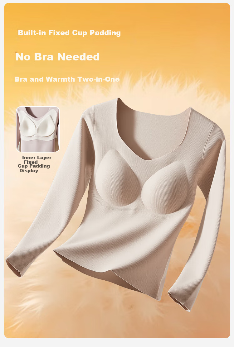 Urban Beauty Women's L Thermal Underwear Set with Goose Down and Silk Chest Pad, Thickened Autumn Top and Bottom 7