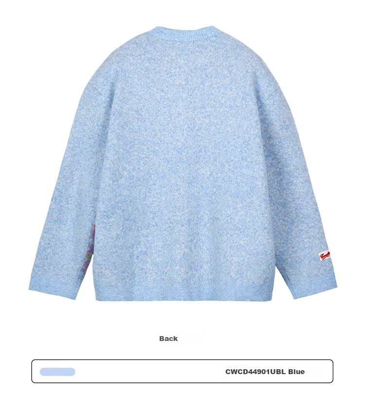 CANOTWAIT Crayon Pattern Jacquard Early Spring Sweater Cardigan Unisex Autumn Winter New Trendy Jacket Purple XXS 18