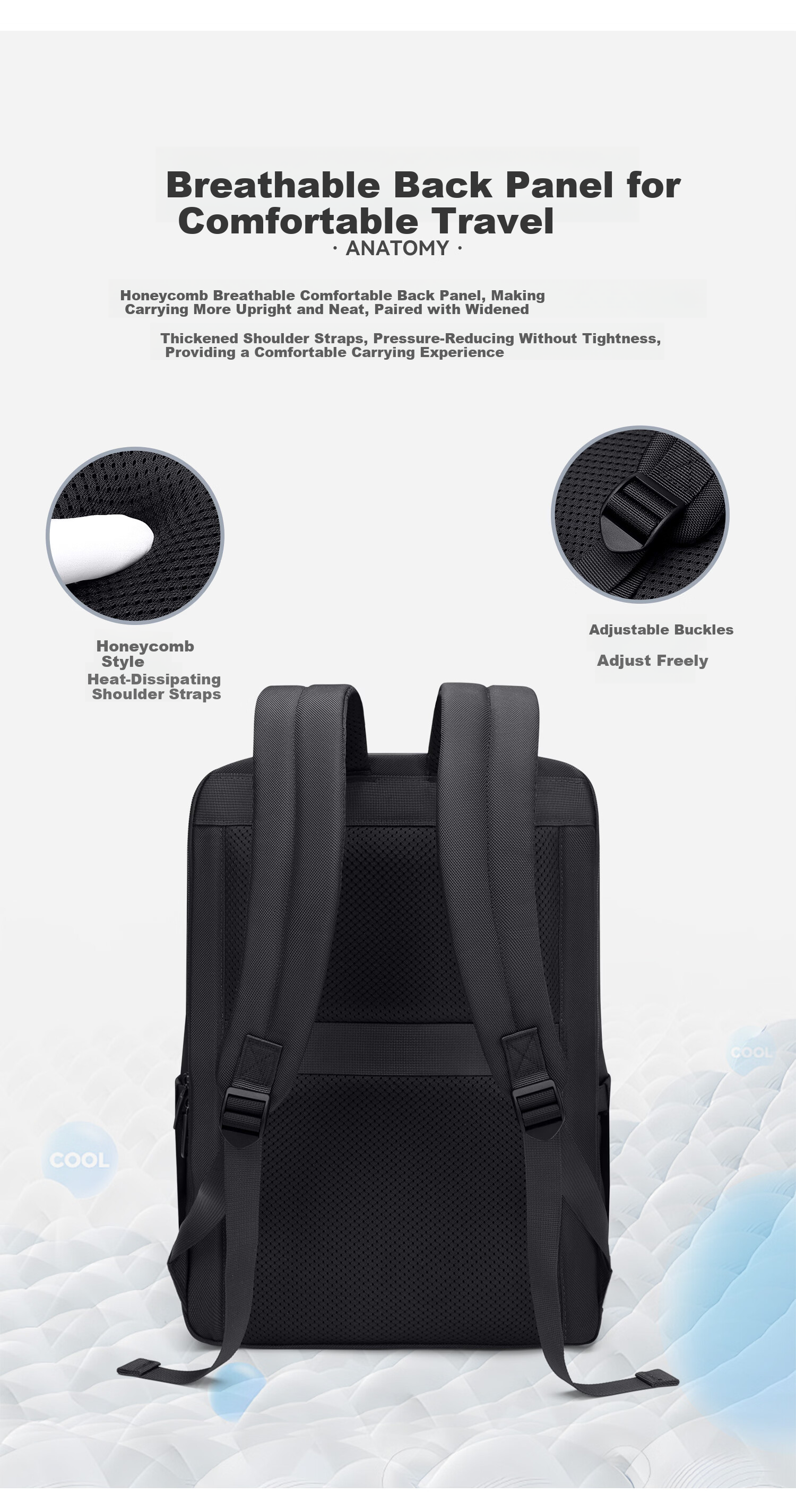 GOLF Men's Business Laptop Backpack 16/15.6 Inch Multi-Compartment Travel Commuter Bag 11
