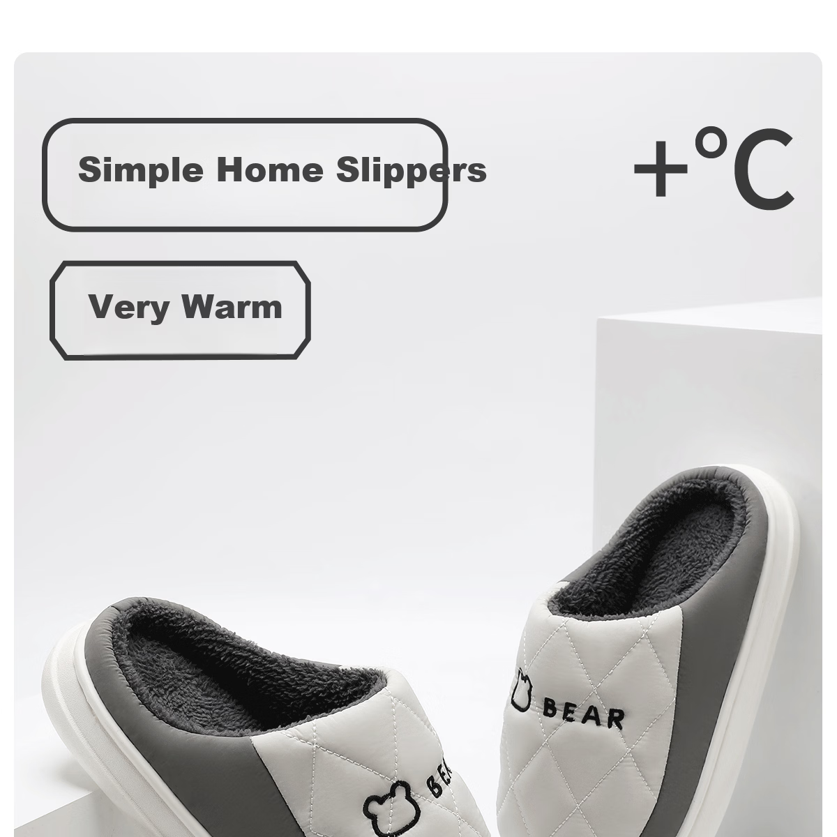 Runrou Men's Cotton Slippers Autumn Winter 2025 New Waterproof Odor-Resistant Fleece Lined Warm Indoor Thick Sole Home Slippers 1