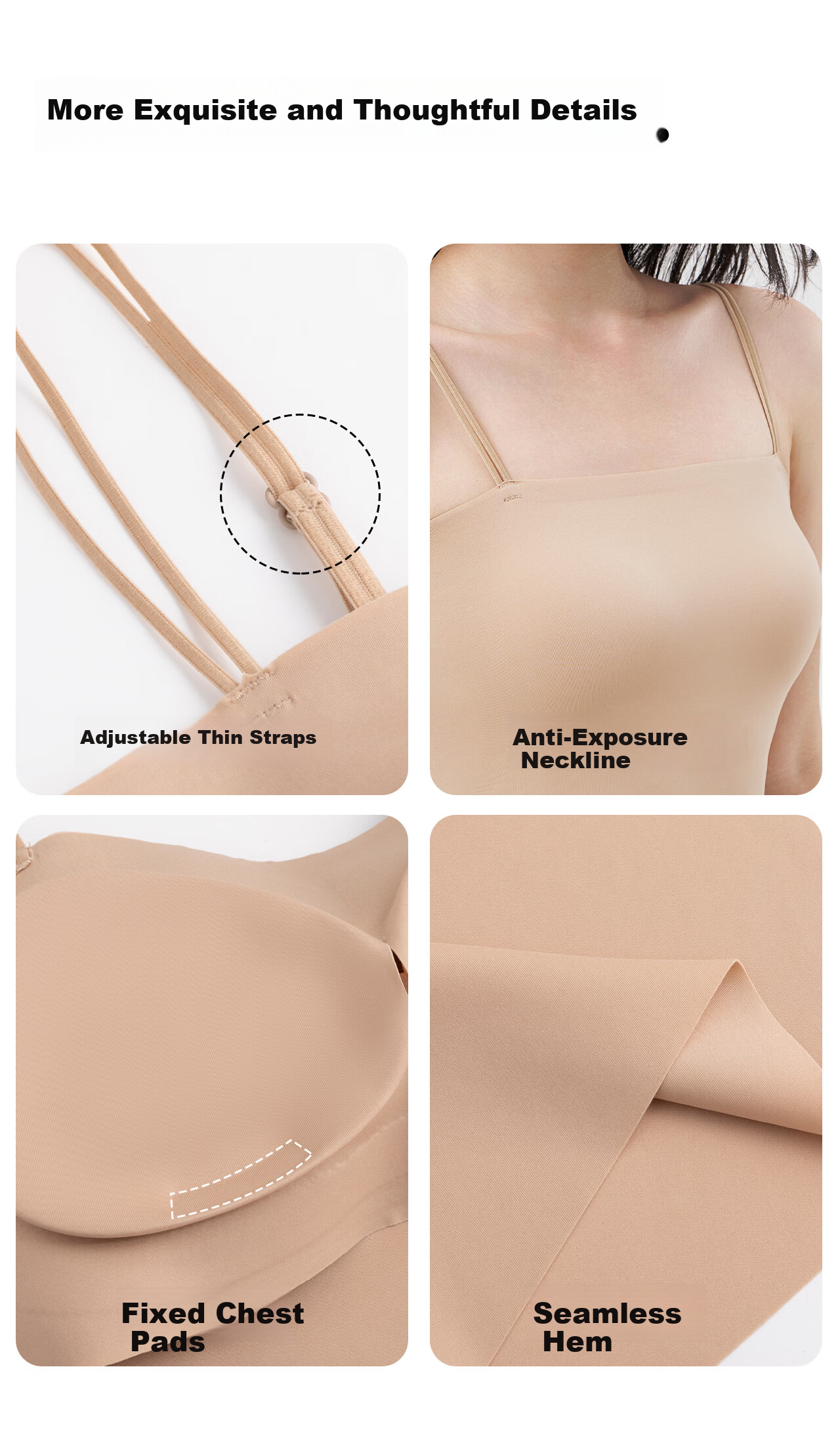 Miiow Ice Silk Camisole Pink Foundation Underwear Women Backless Seamless Invisible Skin Color Bra Integrated Anti-Exposure Tube Top Summer 7